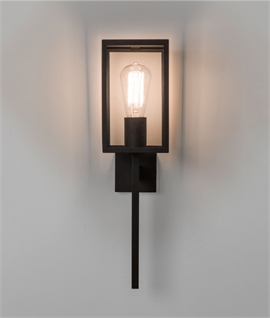 Contemporary Exterior Coach Lantern in Black or Polished Stainless Steel