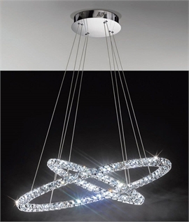 Glitzy Double Ring Crystal LED Pendant