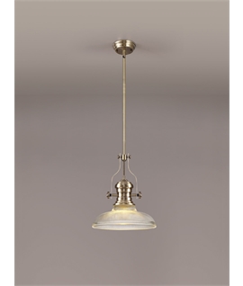 Latifi 1 Light Pendant E27 With 30cm Round Glass Shade, Antique Brass-Clear
