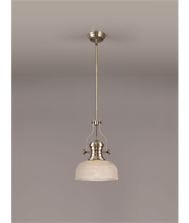 Latifi 1 Light Pendant E27 With 26.5cm Prismatic Glass Shade, Antique Brass-Clear
