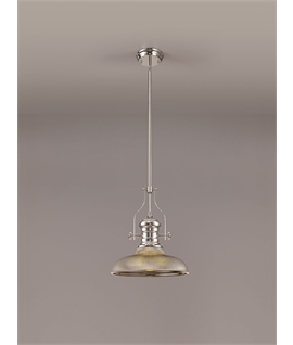 Latifi 1 Light Pendant E27 With 30cm Round Glass Shade, Polished Nickel-Smoked