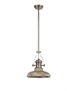 Latifi 1 Light Pendant E27 With 30cm Round Glass Shade, Polished Nickel-Smoked