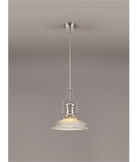 Latifi 1 Light Pendant E27 With 30cm Round Glass Shade, Polished Nickel-Clear