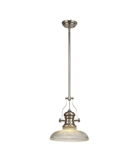 Latifi 1 Light Pendant E27 With 30cm Round Glass Shade, Polished Nickel-Clear