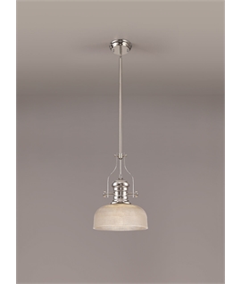 Latifi 1 Light Pendant E27 With 26.5cm Prismatic Glass Shade, Polished Nickel-Clear
