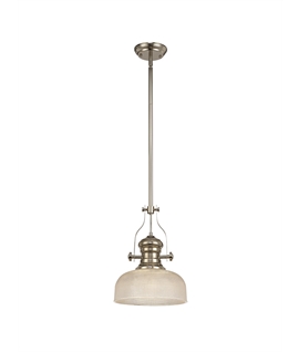 Latifi 1 Light Pendant E27 With 26.5cm Prismatic Glass Shade, Polished Nickel-Clear