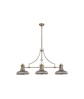 Latifi 3 Light Linear Pendant E27 With 30cm Round Glass Shade, Antique Brass, Smoked