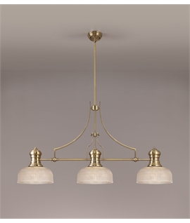Latifi 3 Light Linear Pendant E27 With 26.5cm Prismatic Glass Shade, Antique Brass, Clear