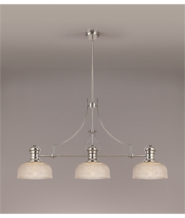 Latifi 3 Light Linear Pendant E27 With 26.5cm Prismatic Glass Shade, Polished Nickel, Clear