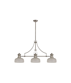 Latifi 3 Light Linear Pendant E27 With 26.5cm Prismatic Glass Shade, Polished Nickel, Clear