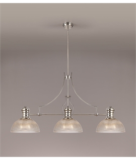Latifi 3 Light Linear Pendant E27 With 30cm Prismatic Glass Shade, Polished Nickel, Clear