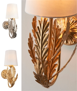 Opulent Floral Leaf Wall Light with Shade