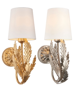 Opulent Floral Leaf Wall Light with Shade
