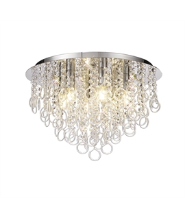 Leclerc Ceiling, 6 Light E14, Polished Chrome-Crystal