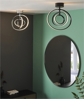 LED Circular 3 Light Flush Fitting - Matt Black or Polished Chrome