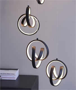 LED Black Spiral Cascading Pendant - 3 or 8 Light