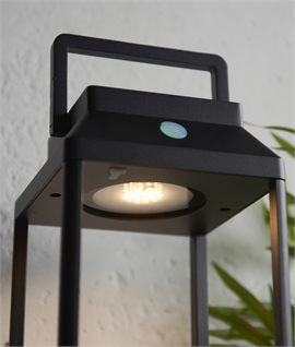Solar Powered Black Frame Lantern - Table or Floor Light