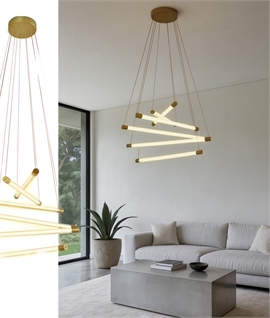 Ultra Modern LED Tubular Hanging Pendant - Brushed Brass