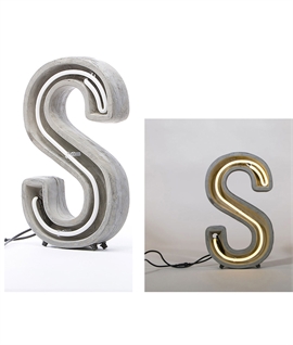 Neon Alphacrete Letters in Concrete by Seletti - IP44 Rated