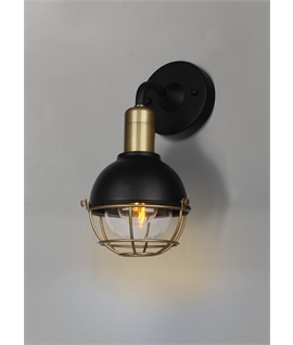 Ora Glow Wall Lamp, 1 Light E27, IP65, Sand Black-Antique Brass, 2yrs Warranty