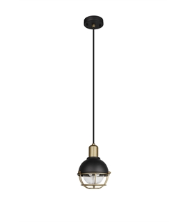 Ora Glow Pendant, 1 Light E27, IP65, Sand Black-Antique Brass, 2yrs Warranty