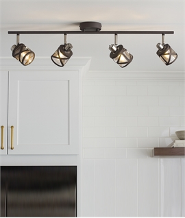 Linear Adjustable 4 Light Spotlight - Matt Grey Finish & Cognac Shades