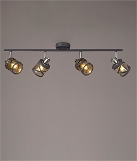 Linear Adjustable 4 Light Spotlight - Matt Grey Finish & Cognac Shades