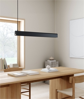 Modern Black Linear Suspended Pendant - One Metre Wide 