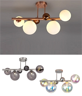 Semi-Flush Linear Pendant with Globe Shades - 3 Options