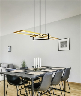 Sleek Gold and Black LED Suspended Pendant - Modern Elegance