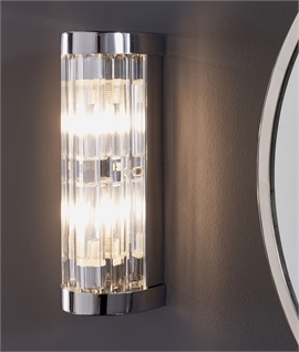 Premium Crystal & Chrome Flush 2 Lamp Wall Light