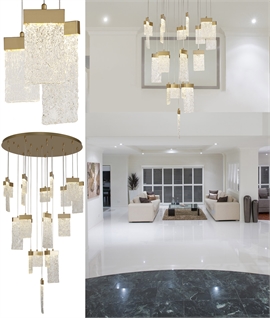 Gold and Glass 21 Light Pendant - Drop 5340mm
