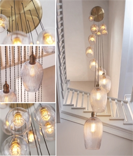 Cascading Long Drop 13 Light Fitting - Perfect for Stairwells Drop 3.4m