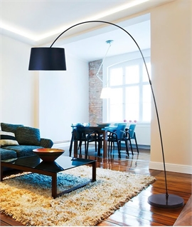 Long Reach Arch Floor Lamp with Black Fabric Shade