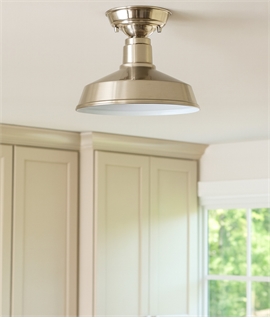 Retro Style Bright Nickel Semi-Flush Ceiling Light 