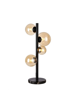 Lumisphere Table Lamp, 4 x G9, Satin Black, Amber Plated Glass