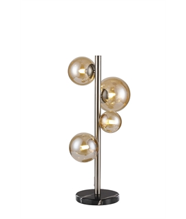 Lumisphere Table Lamp, 4 x G9, Satin Nickel, Amber Plated Glass