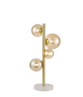 Lumisphere Table Lamp, 4 x G9, Satin Gold, Amber Plated Glass