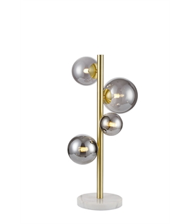 Lumisphere Table Lamp, 4 x G9, Satin Gold, Smoke Plated Glass