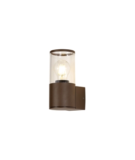 Magnussen Wall Lamp 1 x E27, IP54, Matt Brown-Clear, 2yrs Warranty