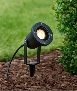 Black Garden Spike Light, GU10 Mains, 250cm Lead, IP67 Rated & Adjustable