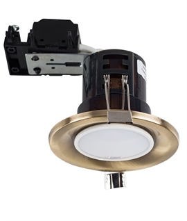 Fire Rated Fixed Mains Downlight - Antique Brass