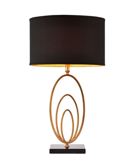 Table Lamp with Black Shade in Antique Gold Leaf 