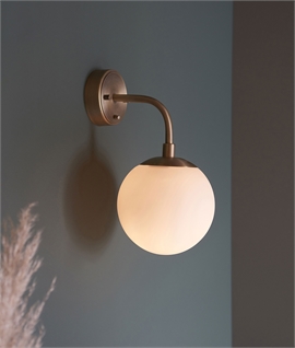 Antique Brass Wall Bracket with Opal Globe Shade