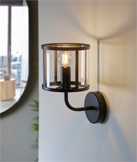 Clear Glass Lantern Wall Light - Height 250mm