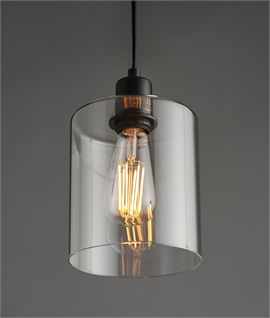 Clear Glass & Matt Black Finish Single Pendant 