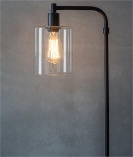 Clear Glass Shade Floor Light - Matt Black