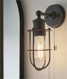 Industrial Design Caged Bathroom Wall Light - IP44