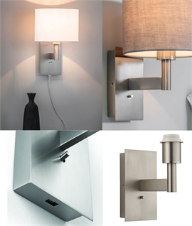 Matt Nickel Wall Light with USB Socket - Optional Shade