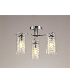 Matta Semi Flush Light, 3 x E14, Polished Chrome-Crystal-Glass